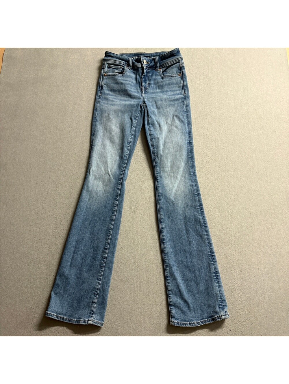 American Eagle Kick Boot Jeans Womens 000 Regular Next Level Stretch Blue Denim